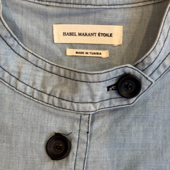 Isabel Marant Étoile Anise Denim Dress 34 S Blue Boho Relaxed Long Sleeve Cotton - Picture 9 of 11